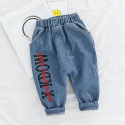 Pantalones deportivos de mezclilla para bebé, algodón entretiempo