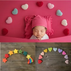 Fieltro decorativo para sesión de fotos de recién nacido – Arcoíris, estrellas y corazón