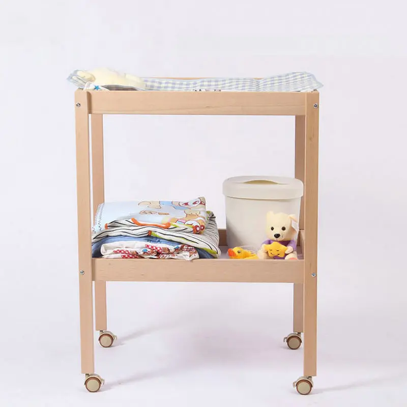 Cambiador de bebé madera maciza con almohadilla acolchada
