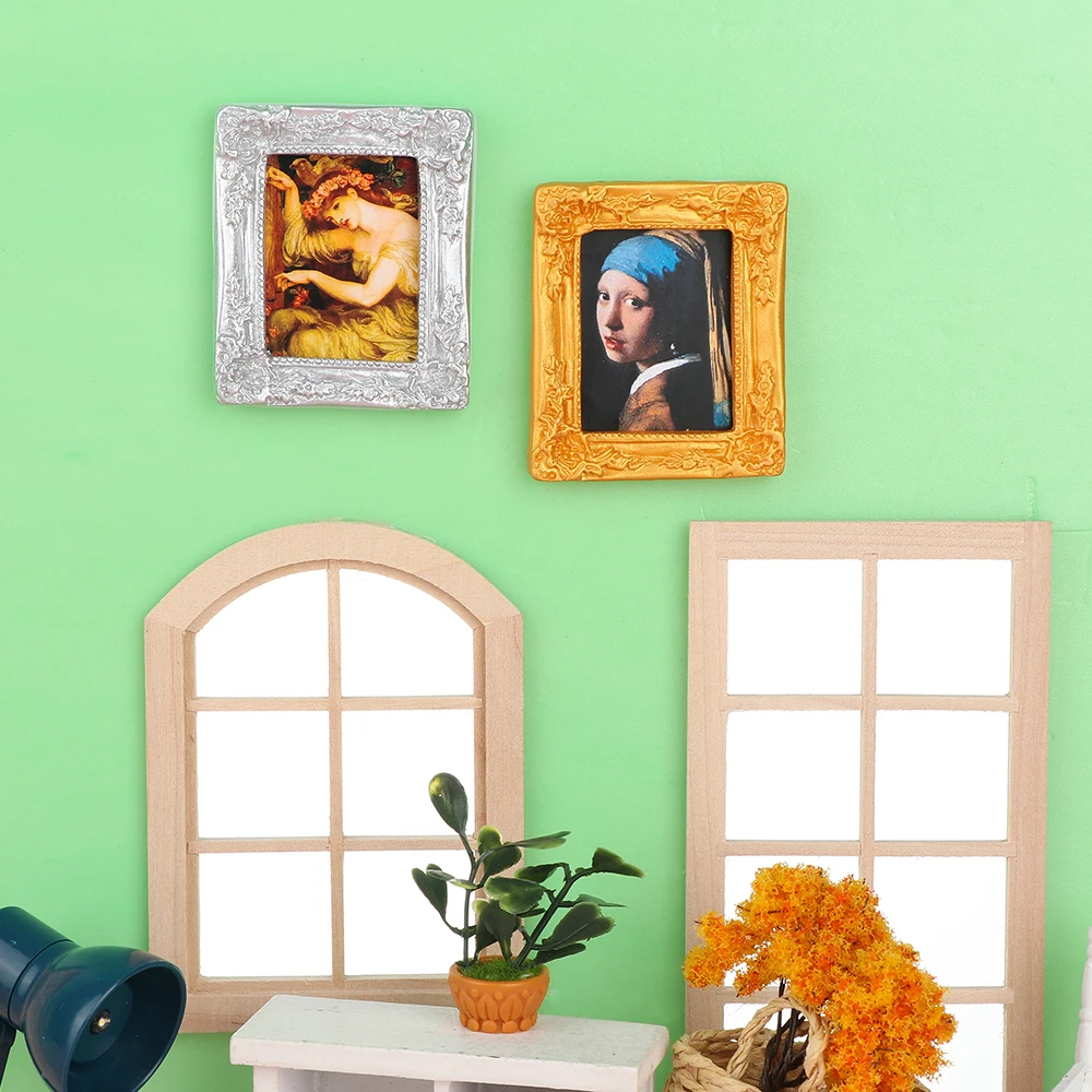 Cuadro al óleo en miniatura para casa de muñecas 1:12-paisaje vintage - imagen 3