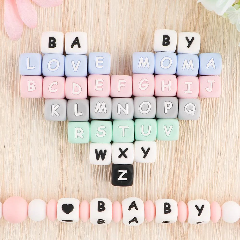 Cuentas de silicona con letras para collar DIY infantil – Kovict
