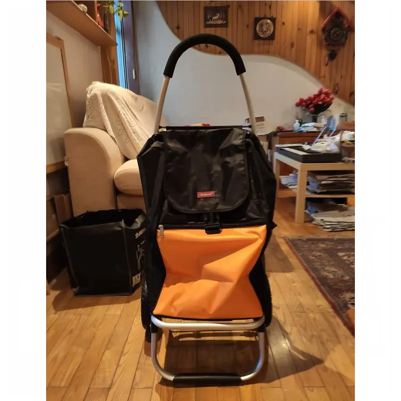 Carro de compras plegable con asiento y rueda inflable grande