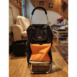 Carro de compras plegable con asiento y rueda inflable grande