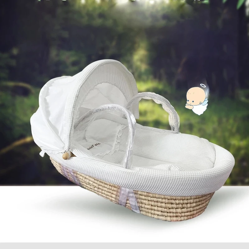 Moisés portátil de madera maciza con ruedas para bebé 0-24 meses - imagen 2
