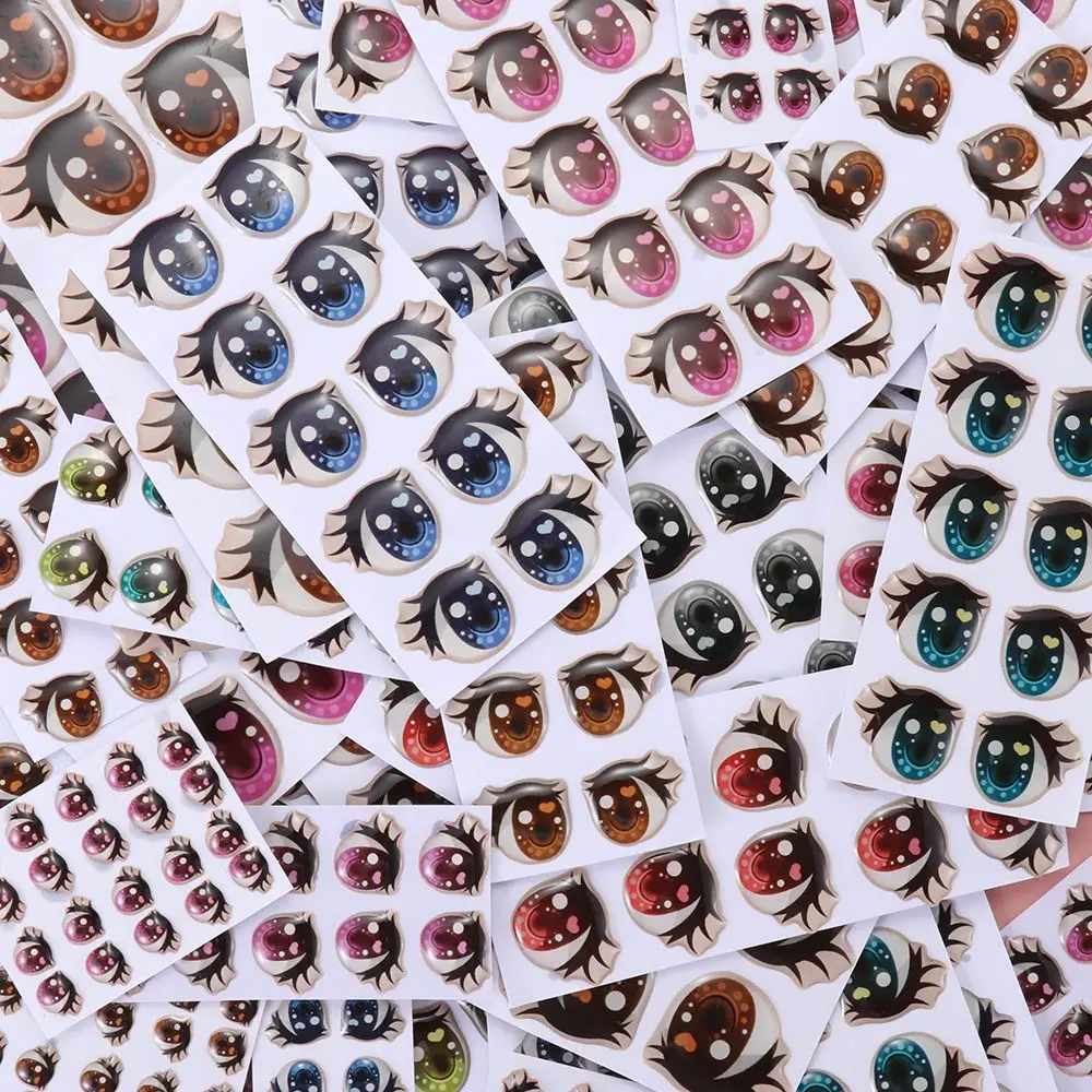 Ojos adhesivos para muñecas de felpa – Estilo anime con pestañas - imagen 2