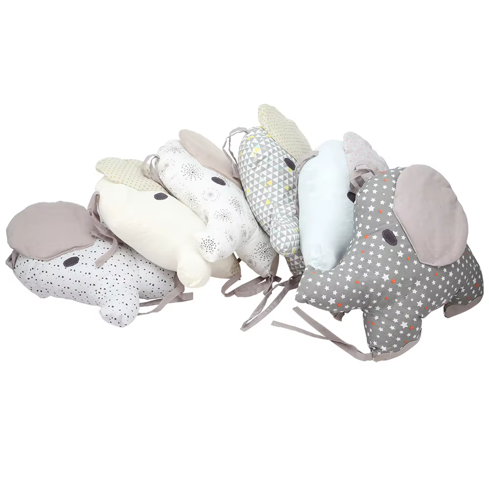 Protector de cuna acolchado con elefante y cojín suave infantil - imagen 2