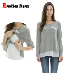 Camiseta de lactancia premamá de manga larga transpirable otoño