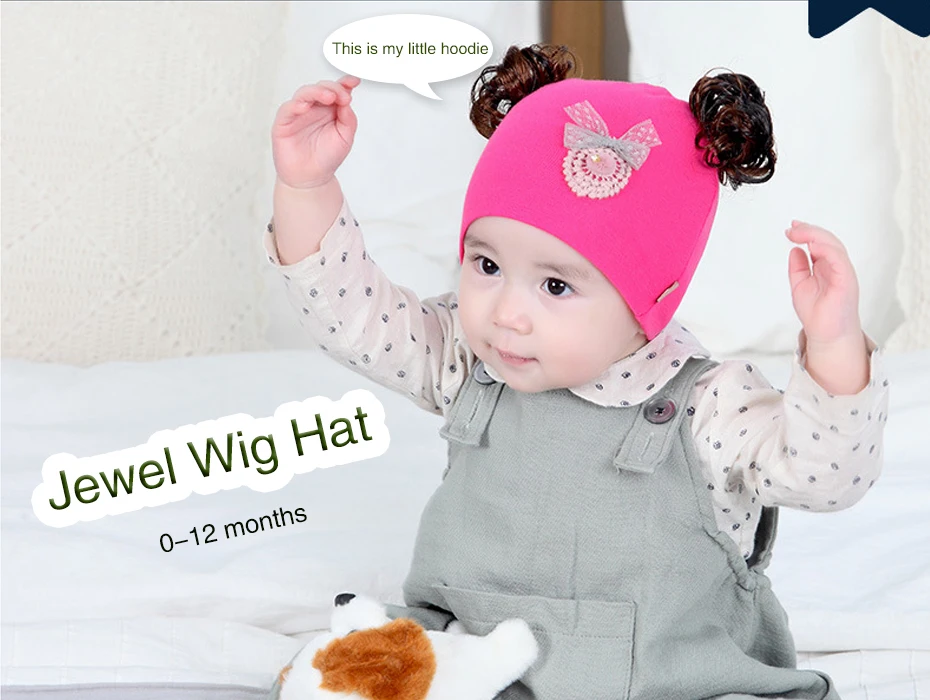 Gorro de bebé con pelo falso y pompón