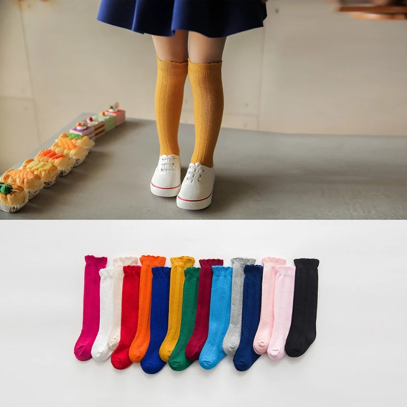 Calcetines altos de algodón transpirable para niña – Escuela y todo el año - imagen 2