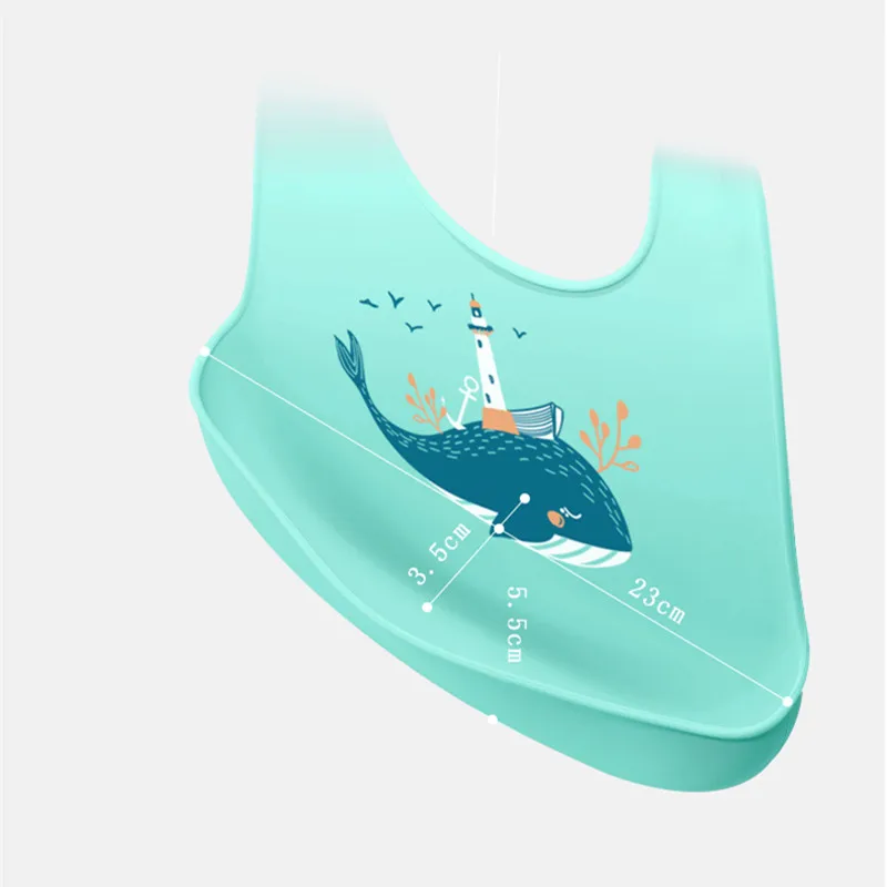 Babero de silicona impermeable para bebé con dibujos y ajuste