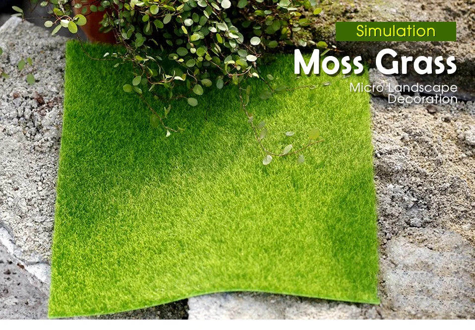 Musgo verde y estatuilla miniatura