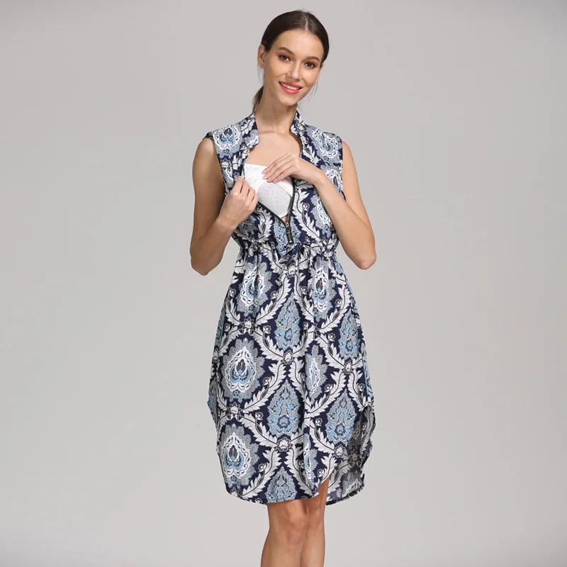 Vestido de verano sin mangas para maternidad – Cómodo para lactancia - imagen 3