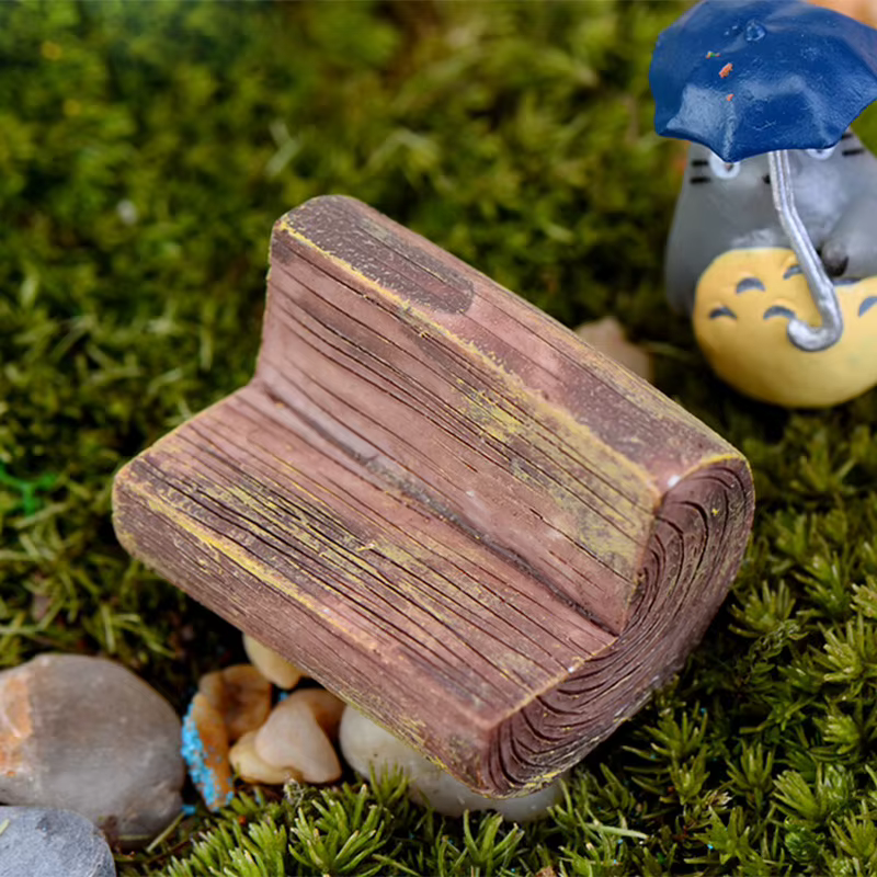 Estatua mini para jardín de hadas con forma de taburete de tocón - imagen 2