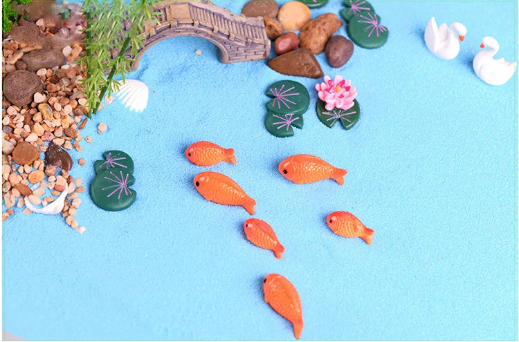 Conjunto de peces y loto para jardín de hadas