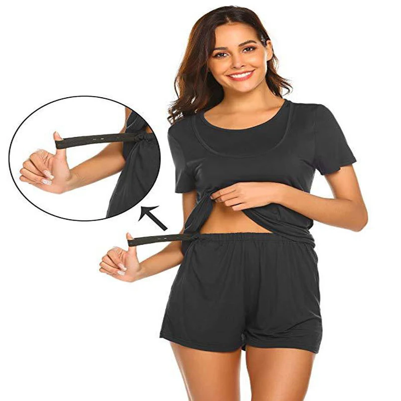 Pijama de lactancia premamá de verano modal suave y transpirable - imagen 3