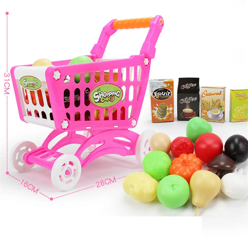 Carrito de compra infantil con frutas y verduras de juguete - imagen 4