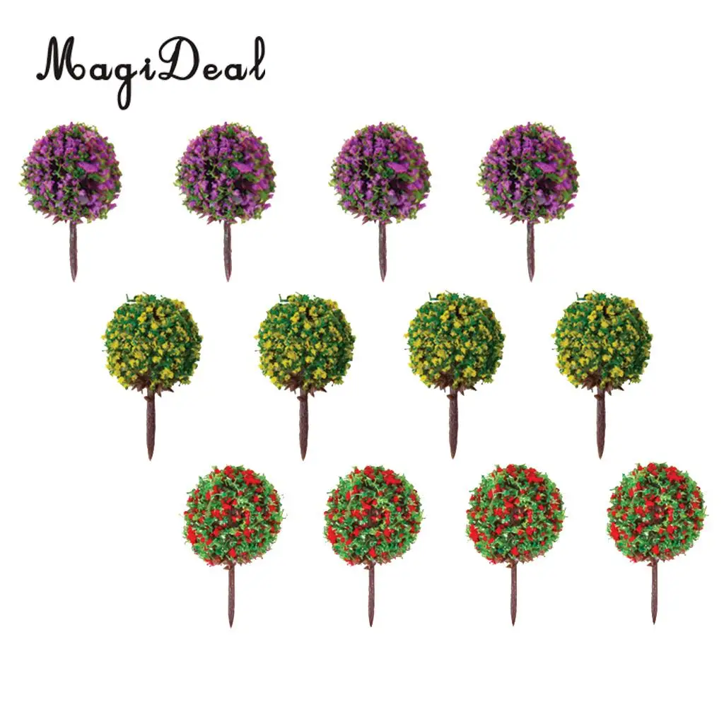 MagiDeal árboles esféricos para maquetas de tren con flores - imagen 2