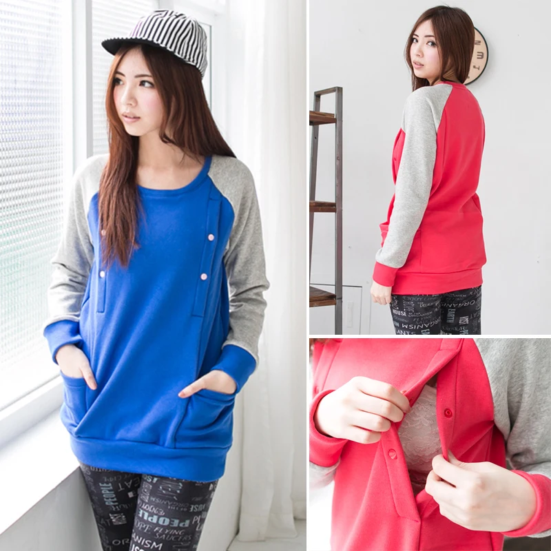 Sudadera de lactancia manga larga de invierno para embarazadas - imagen 4
