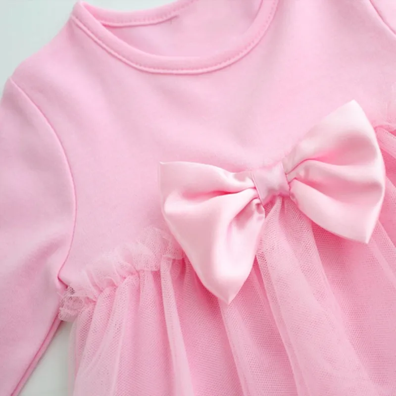 Vestido de algodón con lazo para bebé niña, estilo princesa - imagen 3
