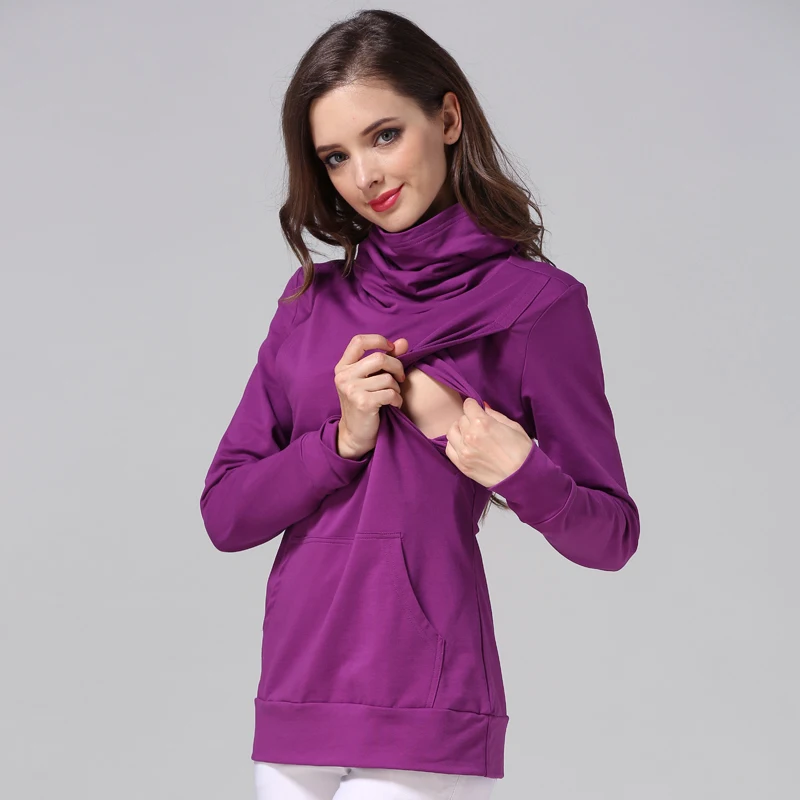 Sudadera de embarazo con capucha y algodón elástico
