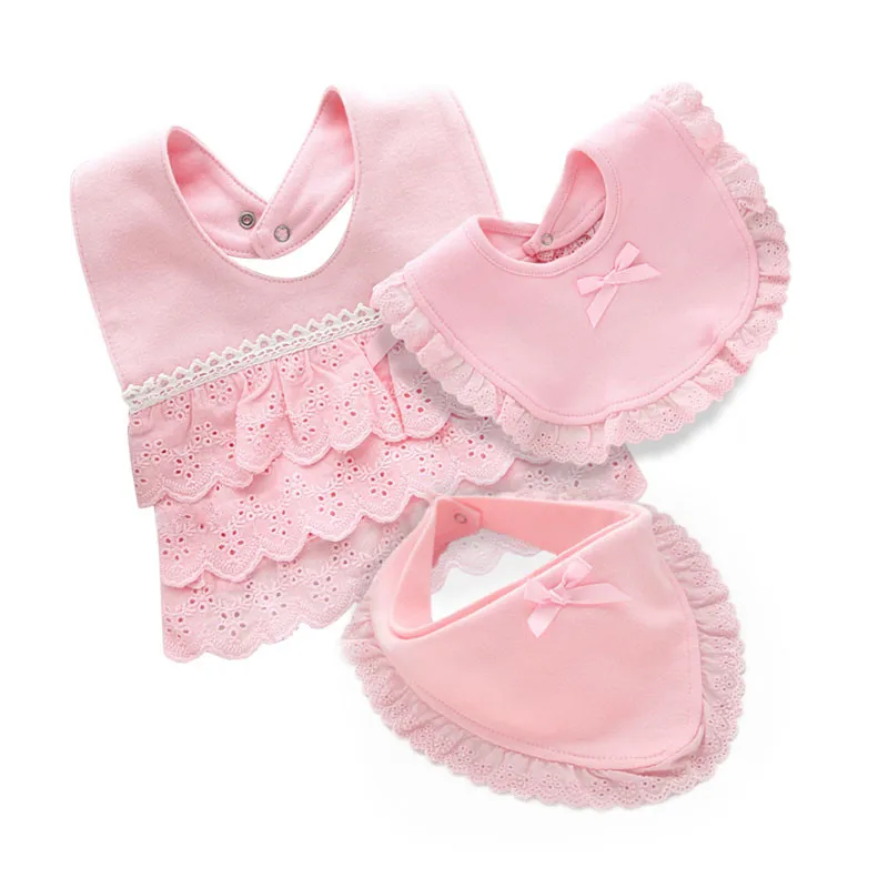 Lawadka Babero niña princesa de algodón con encaje y lazo - imagen 2