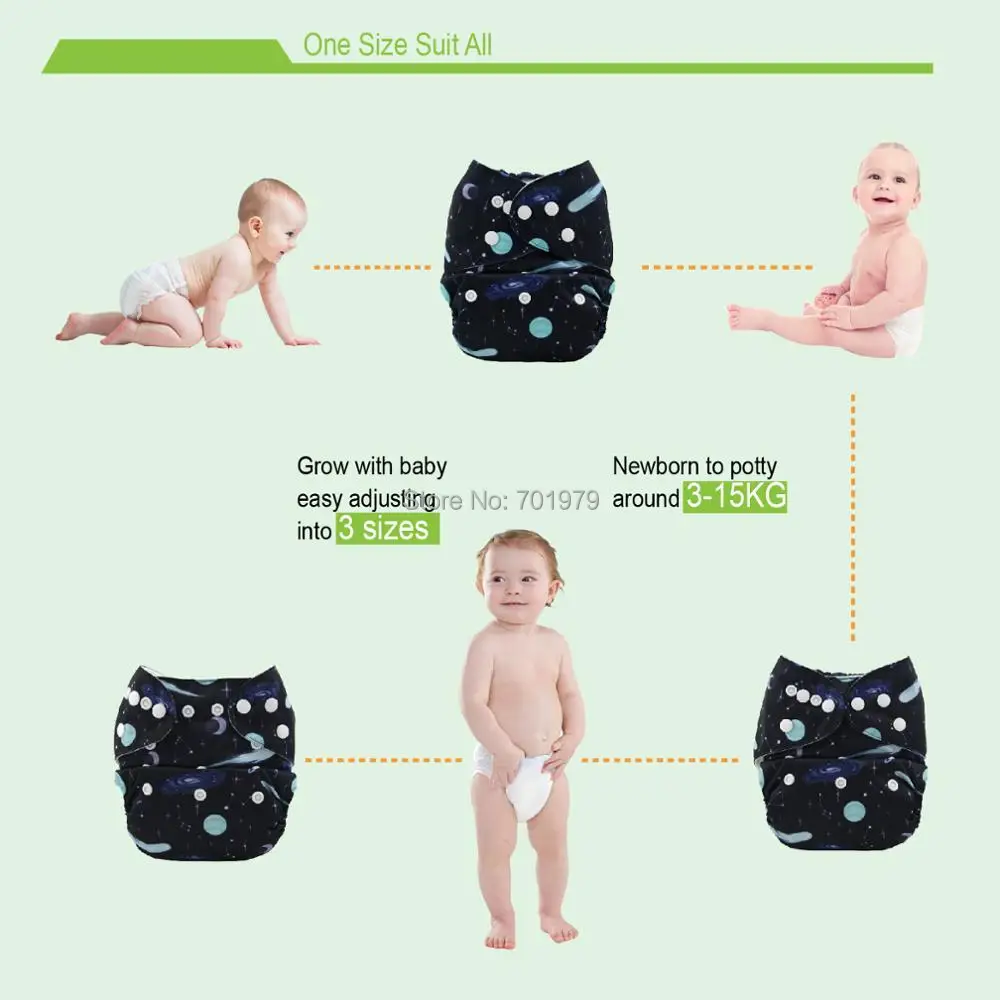 Pañal tela reutilizable ALVABABY – Microfibra suave y absorbente - imagen 3