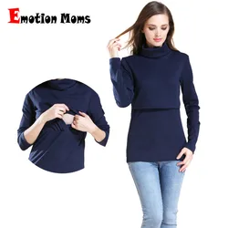 Camiseta de maternidad manga larga con cuello alto para lactation