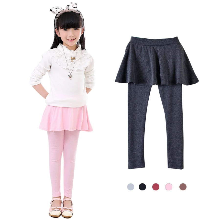 Leggings falda tableada de punto para niña – Estilo romántico