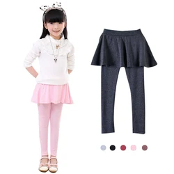 Leggings falda tableada de punto para niña – Estilo romántico