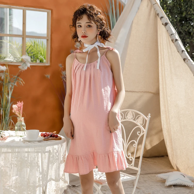 Pijama premamá de algodón tipo camisón para mujer - imagen 2