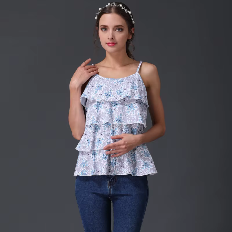 Camiseta de lactancia sin mangas transpirable para verano en maternidad - imagen 5