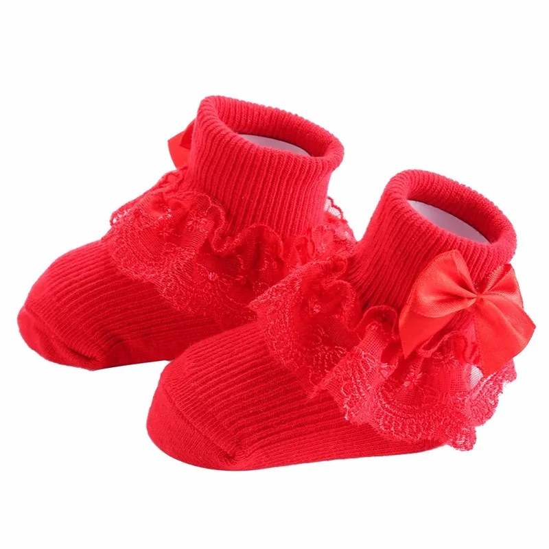Calcetines de encaje con lazo para niña recién nacida - imagen 4