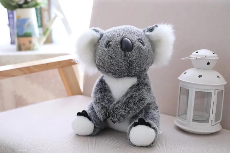 Koala de peluche en pose cariñosa