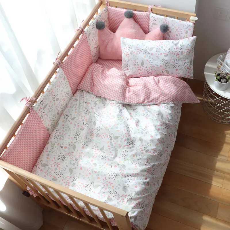 Juego ropa de cama bebé algodón suave transpirable con protector niña
