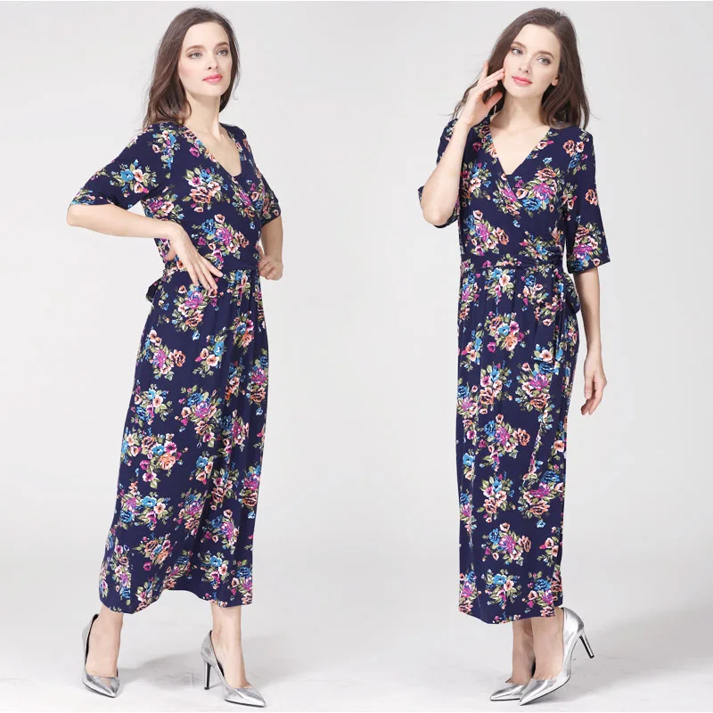 Vestido de lactancia y maternidad, manga larga floral para exterior - imagen 2