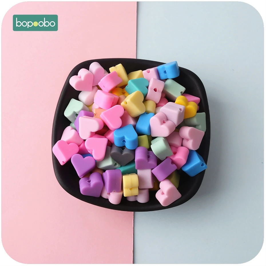 Cuentas de silicona Bopoobo en forma de corazón
