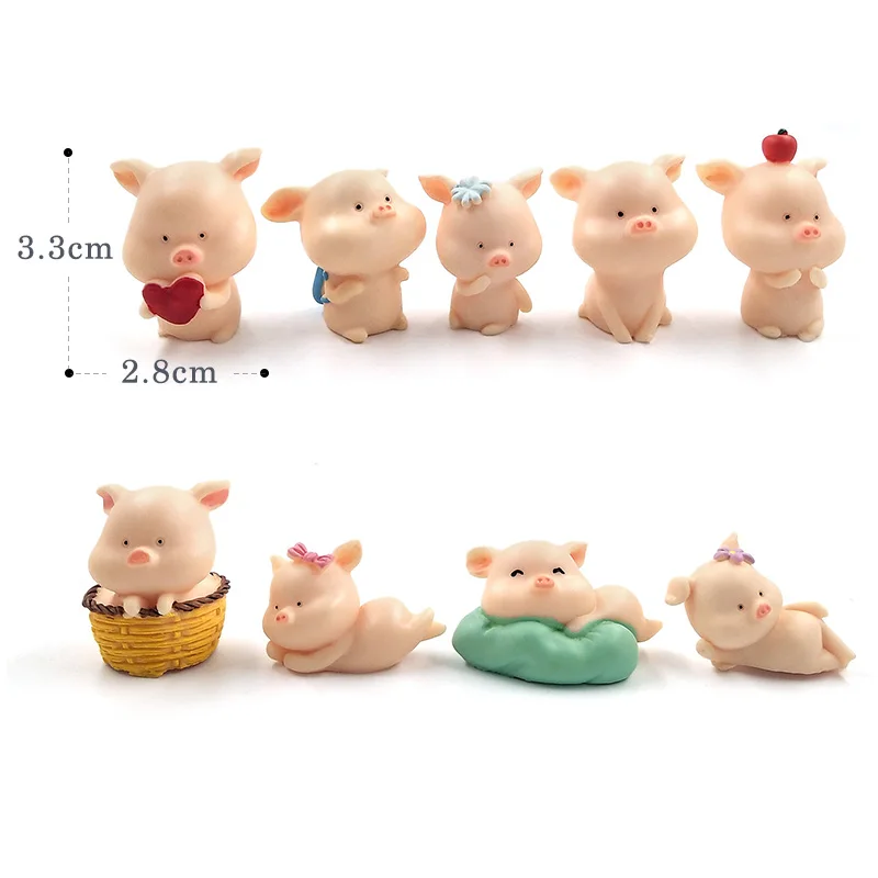Estatuilla infantil de cerdito con musgo y hadas – Figura decorativa - imagen 5