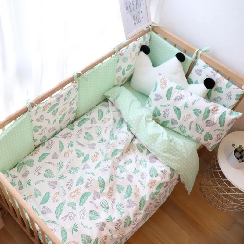 Juego de cama completo para cuna de algodón transpirable - Sábanas y protector