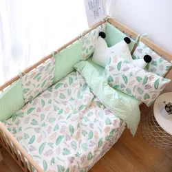 Juego de cama completo para cuna de algodón transpirable - Sábanas y protector