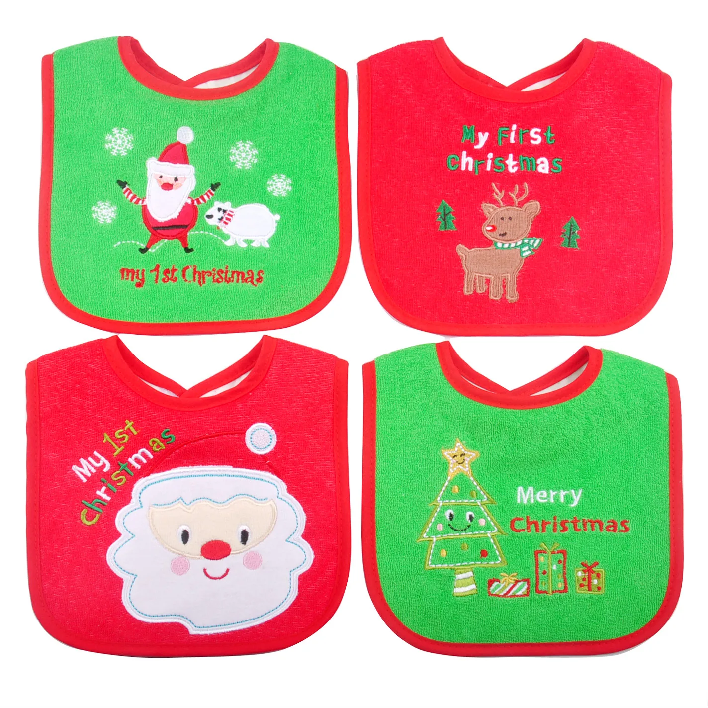 Bebé con babero navideño