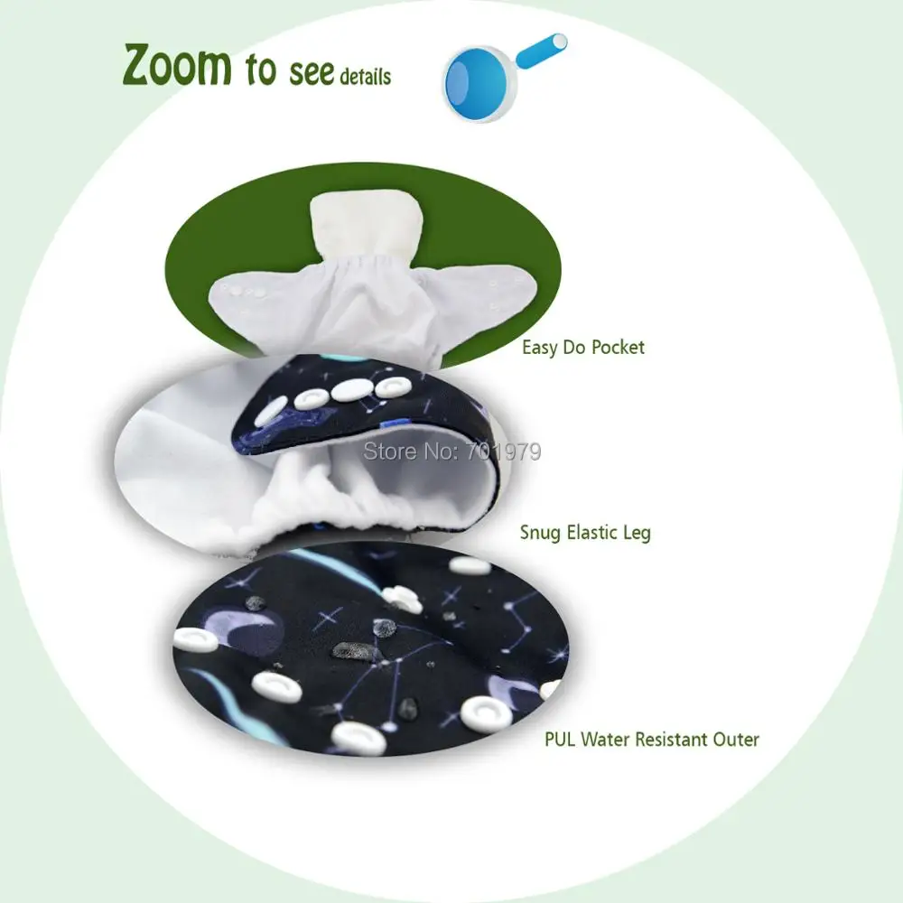 Pañal tela reutilizable ALVABABY – Microfibra suave y absorbente - imagen 4