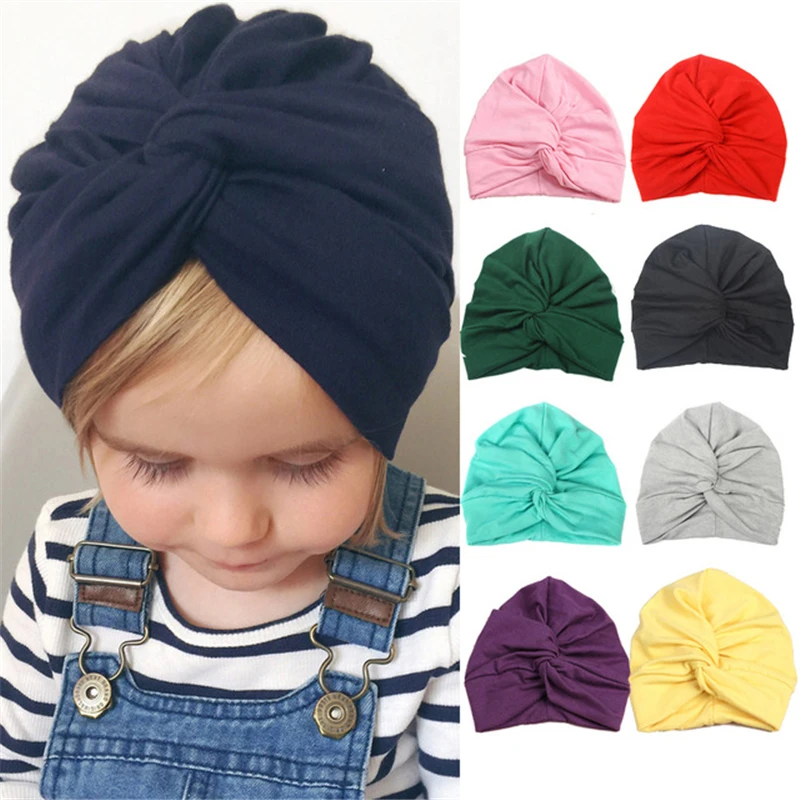 Turbante de algodón con nudo para bebé – Accesorio foto infantil