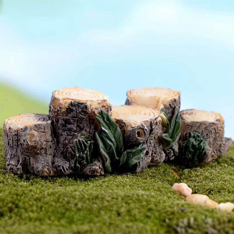 Figura miniatura de tocón de árbol para jardín de hadas - imagen 4