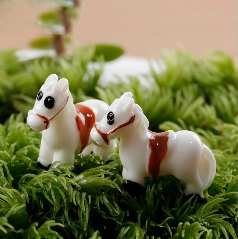 Figura de caballo miniatura en resina - decoracion infantil blanca - imagen 5