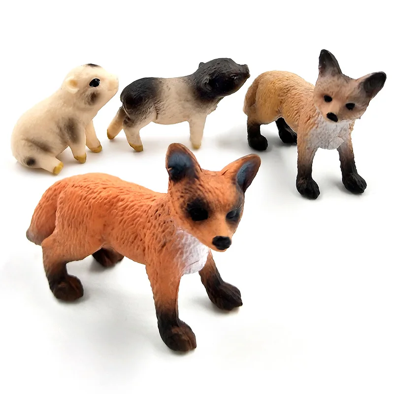 Figura de animal miniatura de zorro y cerdito para niños