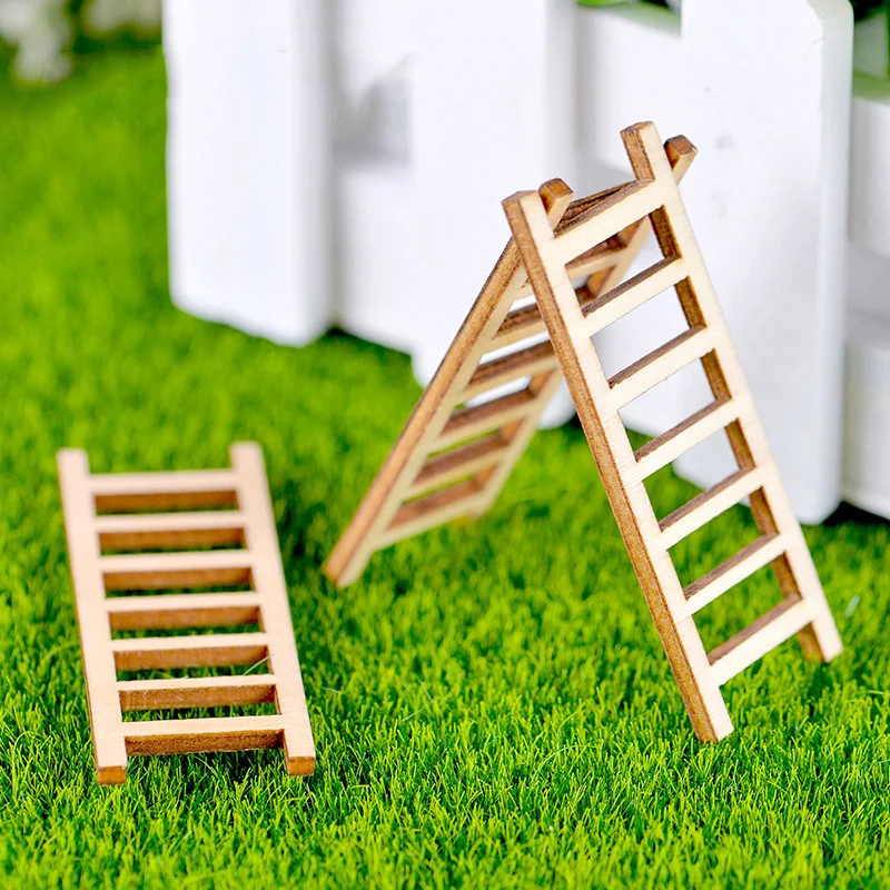 Accesorios jardín de hadas: mini escaleras de madera - imagen 4