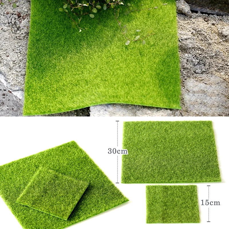 Plantas de musgo artificial verde – Decoración miniatura jardín de hadas - imagen 3