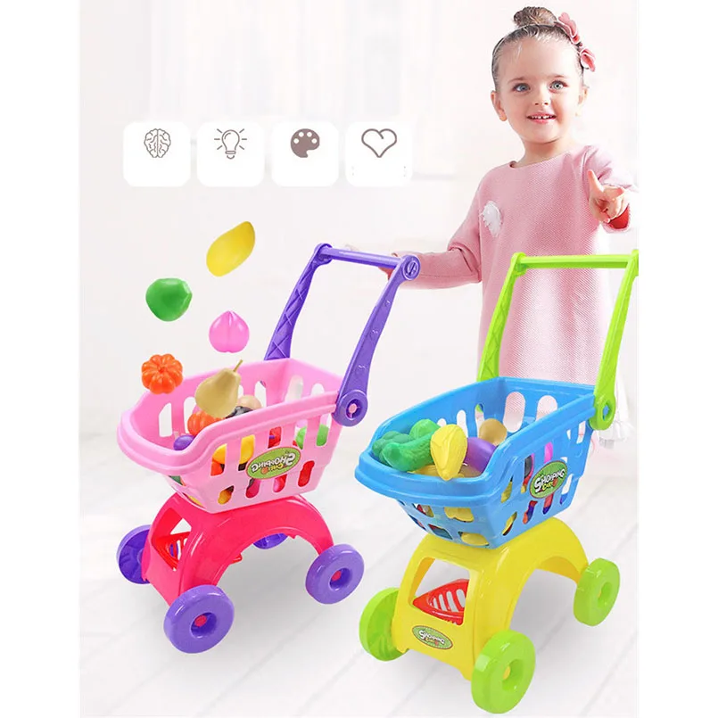 Carrito supermercado niños con frutas imitación set juego - imagen 5
