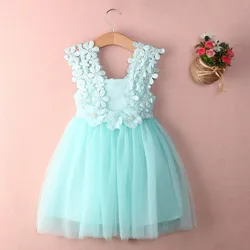 Vestido de fiesta con encaje y tul para niñas – Elegante con flores