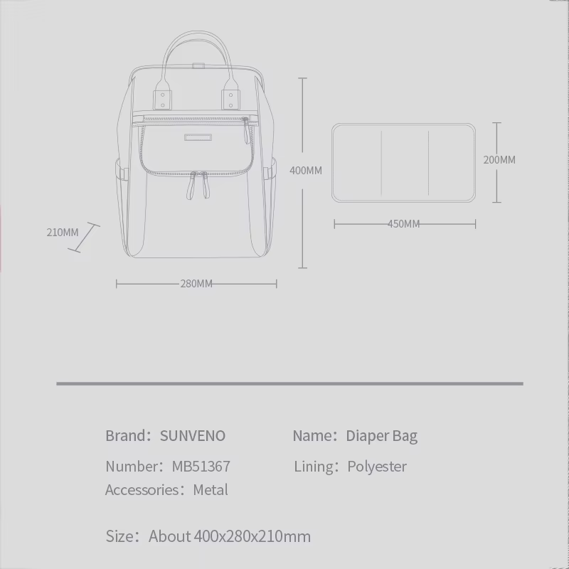Bolso maternal impermeable de gran capacidad para pañales – Viajes - imagen 3